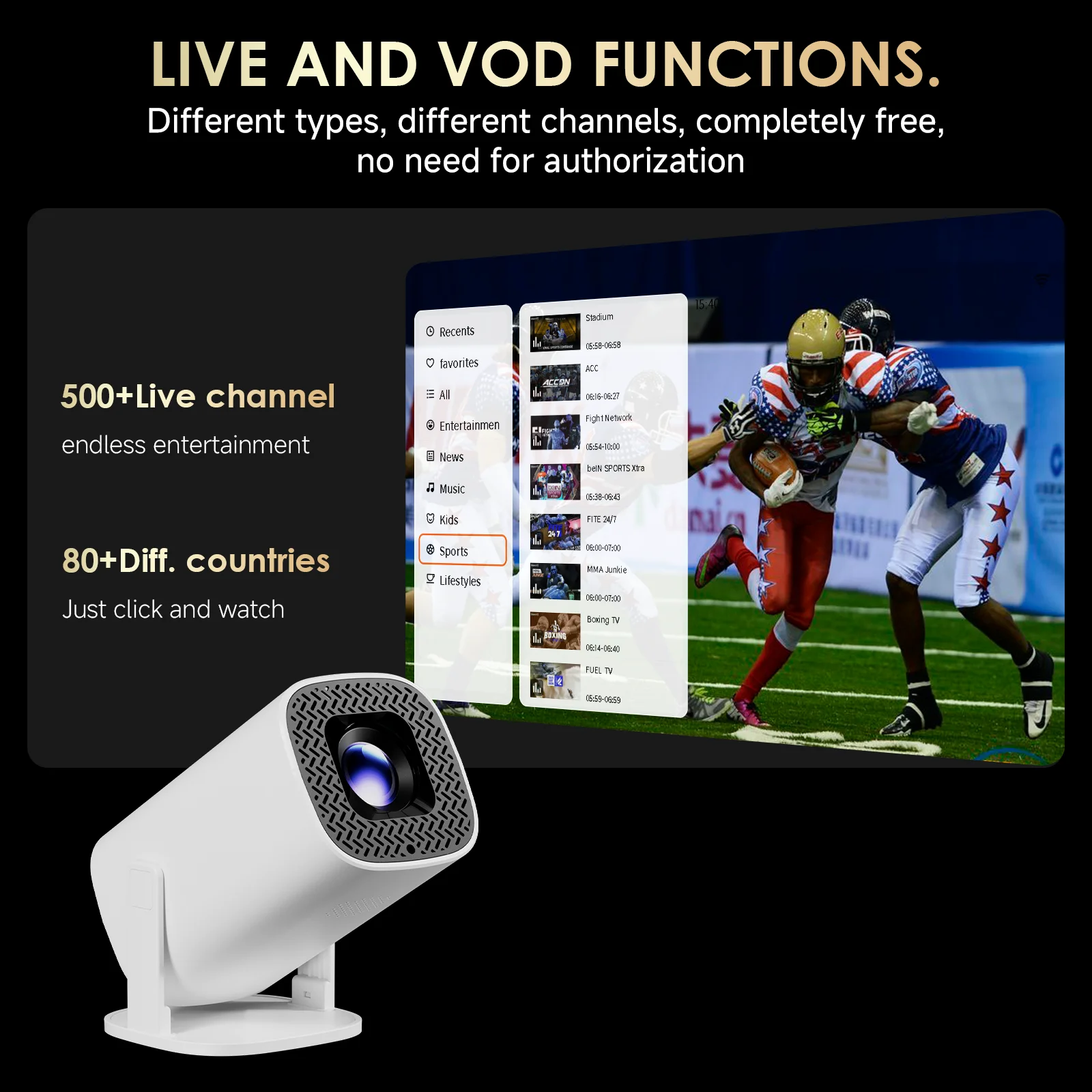 Proyector de cine en casa P30PRO Coolita OS WIFI 6 nativo 720P con altavoces proyector portátil de cine para exteriores con reproductor multimedia - imagen 4