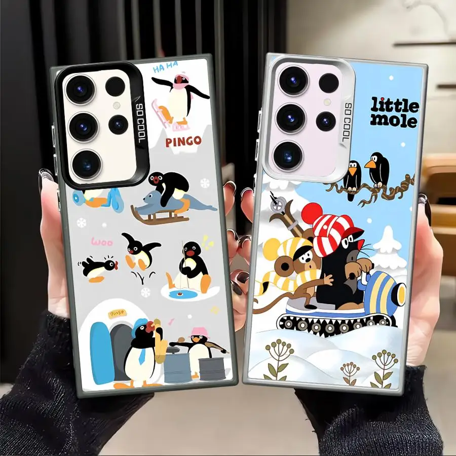 Nieve invierno dibujos animados p-ingu funda trasera de teléfono para Samsung Galaxy S23 S25 S24 FE S22 S23 Note 20 Ultra S21 S20 Plus
