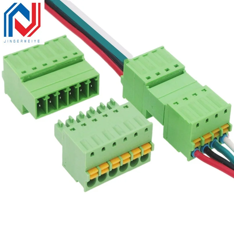 2 juegos 15EDG 3,81mm bloque de terminales sin soldadura acoplamiento macho y hembra 15EDGKDP 3,81 MM Terminal de resorte sin tornillo 2/3/4/5/6/7/8P - imagen 3