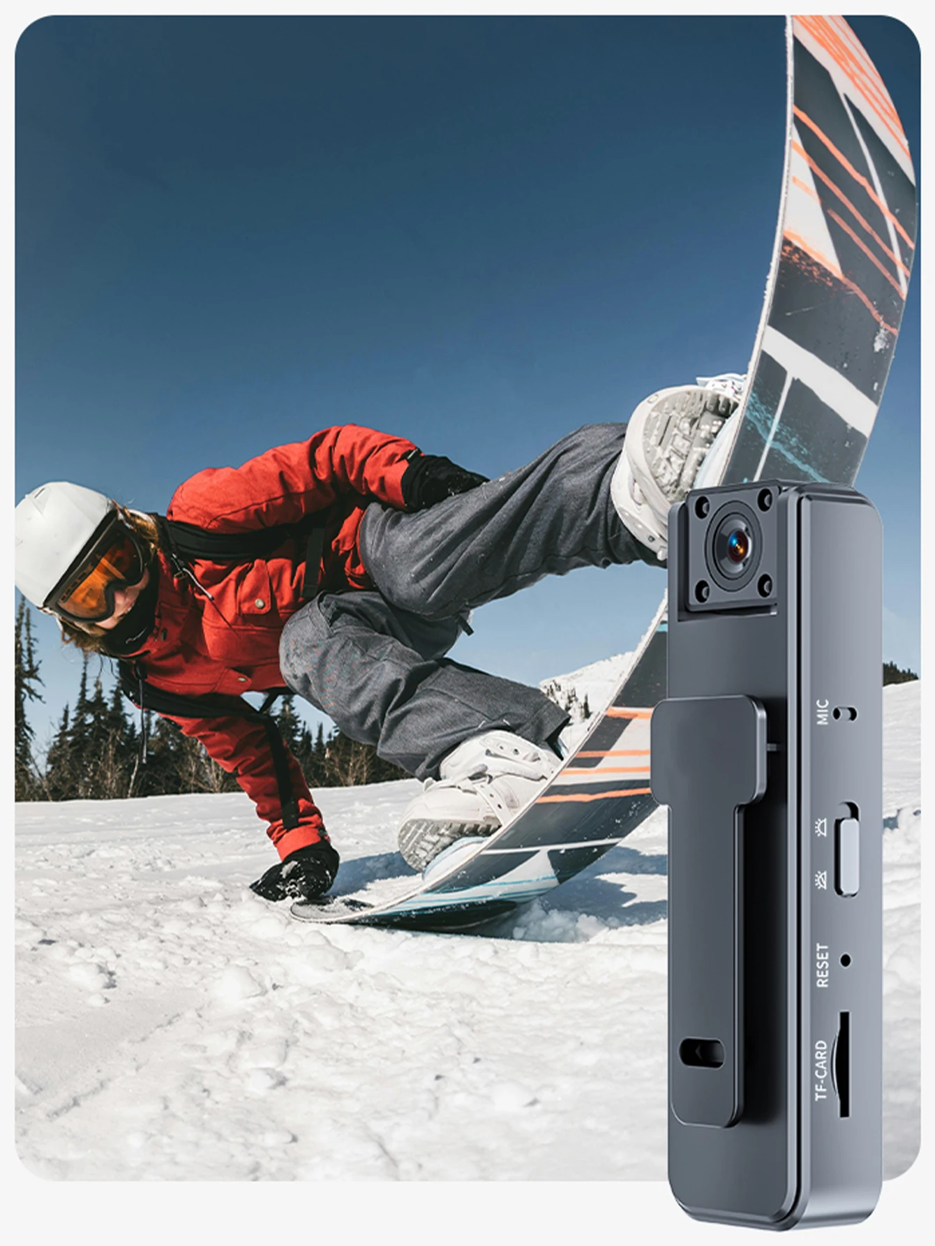 Grabadora de visión nocturna con clip trasero para exteriores, batería de alta duración, estabilización de imágenes de alta definición de 1080p, 180 °   lente giratoria - imagen 2