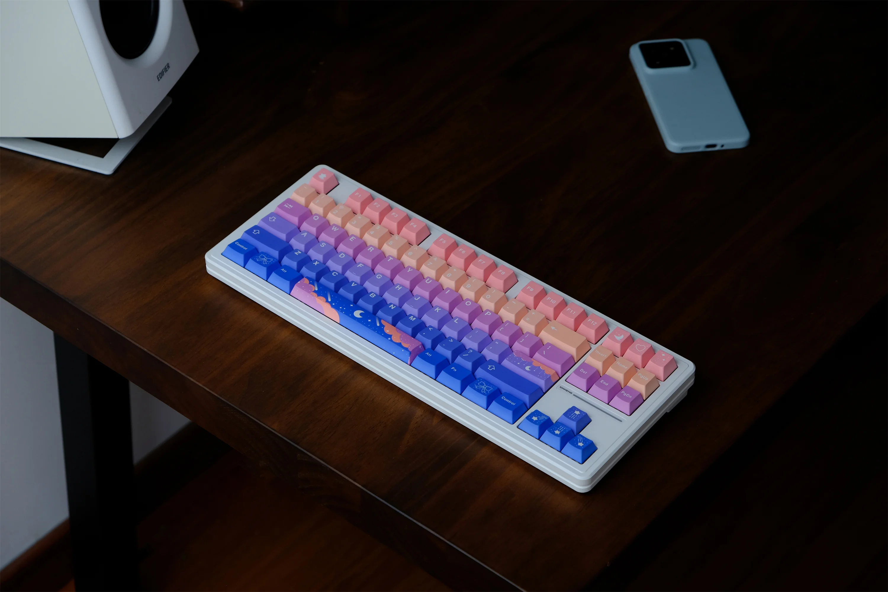 Tapa de tecla de luna de estrellas, teclas PBT de 129 teclas, perfil de cereza, tinte-SUB personalizado para teclado mecánico - imagen 5