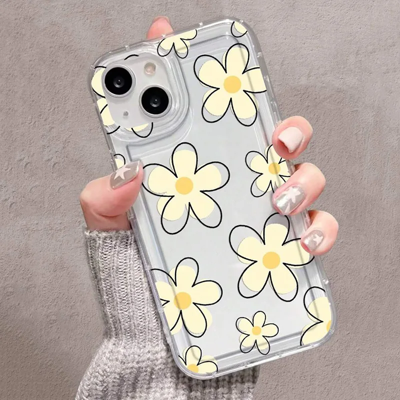 Funda de teléfono transparente a prueba de golpes con patrón Floral para iPhone 11 12 13 14 15 16 17 Air Pro Max XR XS X 7 8 Plus SE2 funda suave - imagen 5
