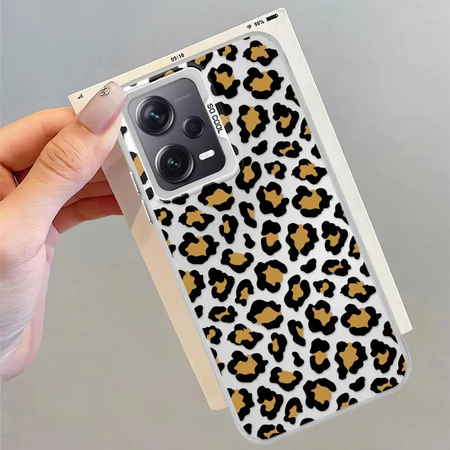 Funda de teléfono para Xiaomi Redmi Note 11s 10 11 Pro 10s 12 13 14 Pro Plus carcasa suave moda leopardo marrón - imagen 5