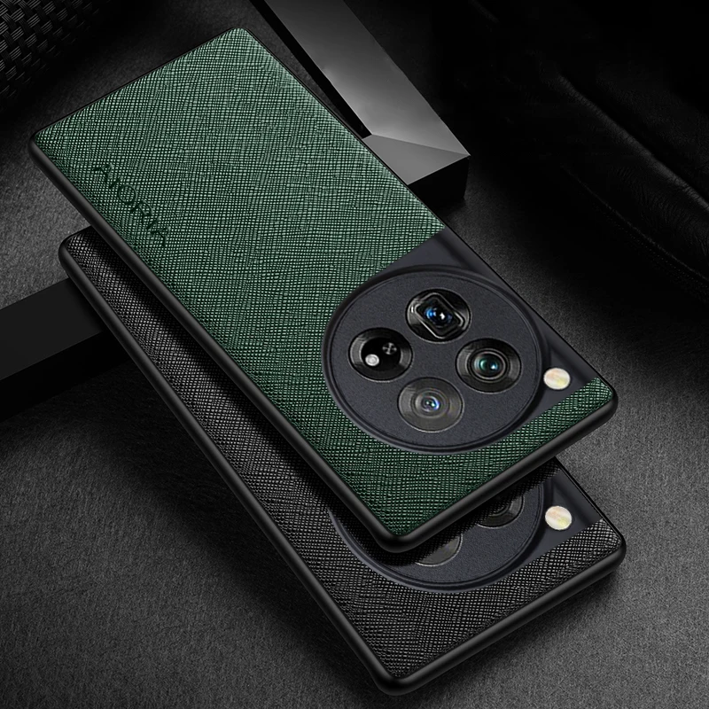 Funda de cuero con patrón cruzado para Oneplus 12, carcasa de lujo para Oneplus 12