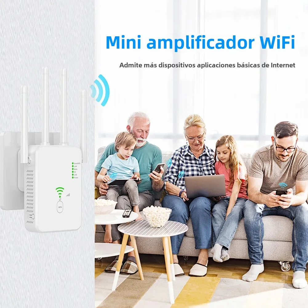 Repetidor WiFi inalámbrico de 5Ghz, enrutador de 1200Mbps, amplificador extensor WiFi, amplificador de señal Wi-Fi de 2,4G/5GHz, receptor de red de largo alcance - imagen 5