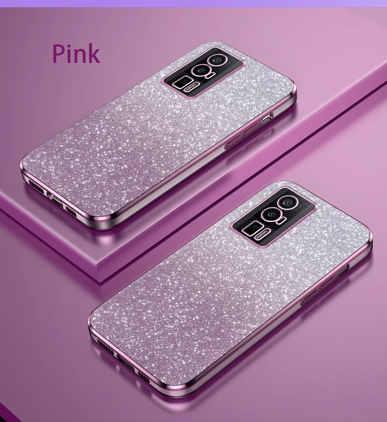 Funda chapada con purpurina degradada de lujo, funda trasera de silicona para Xiaomi Mi Poco F5 X5 X3 Pro M4 M3 F4 F3 GT Pro M5, M5S, C55, C40 - imagen 3