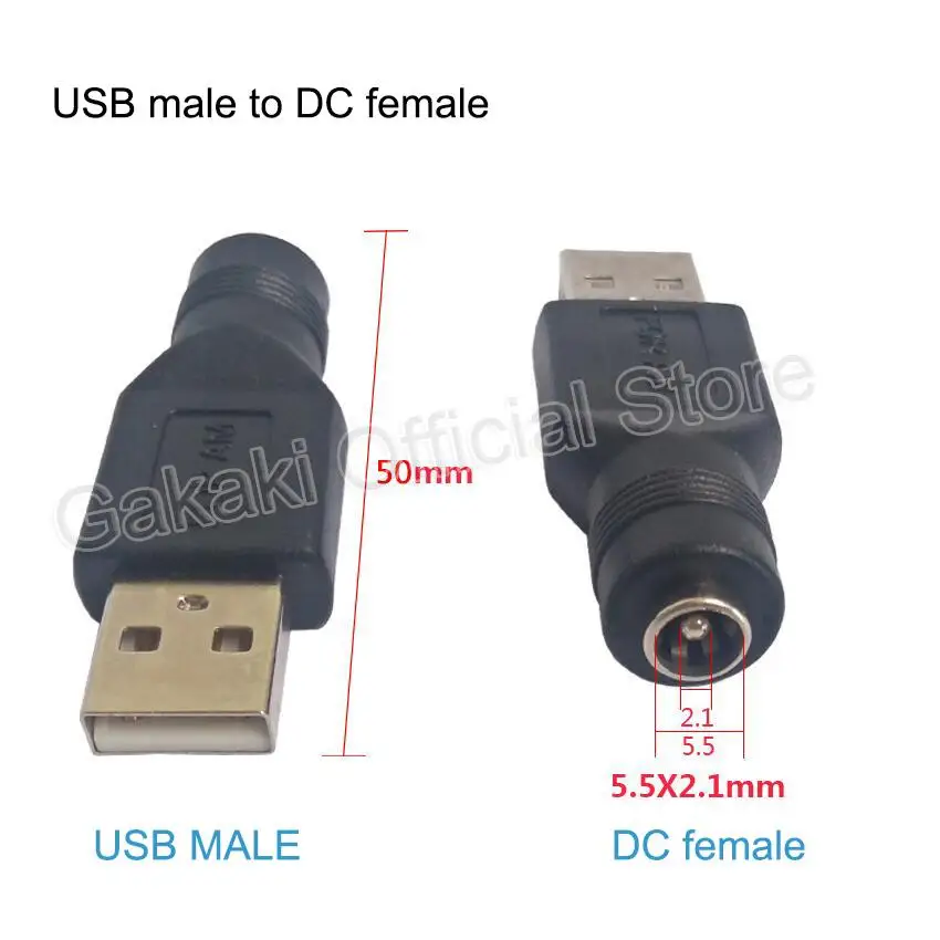 Conector DIY de 5,5x2,1mm DC hembra A USB 2,0 tipo A, enchufe macho hembra, 5V DC, adaptador para ordenador portátil - imagen 4