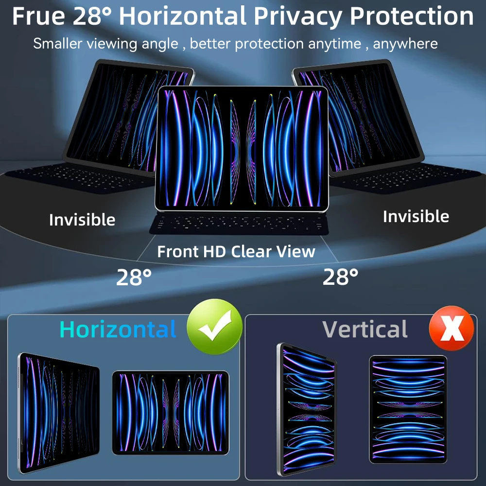 Película protectora de pantalla antiespía para iPad Pro 11 12,9 Air 5 10,9 10th 10,2 7/8/9th Gen película de privacidad magnética extraíble - imagen 3