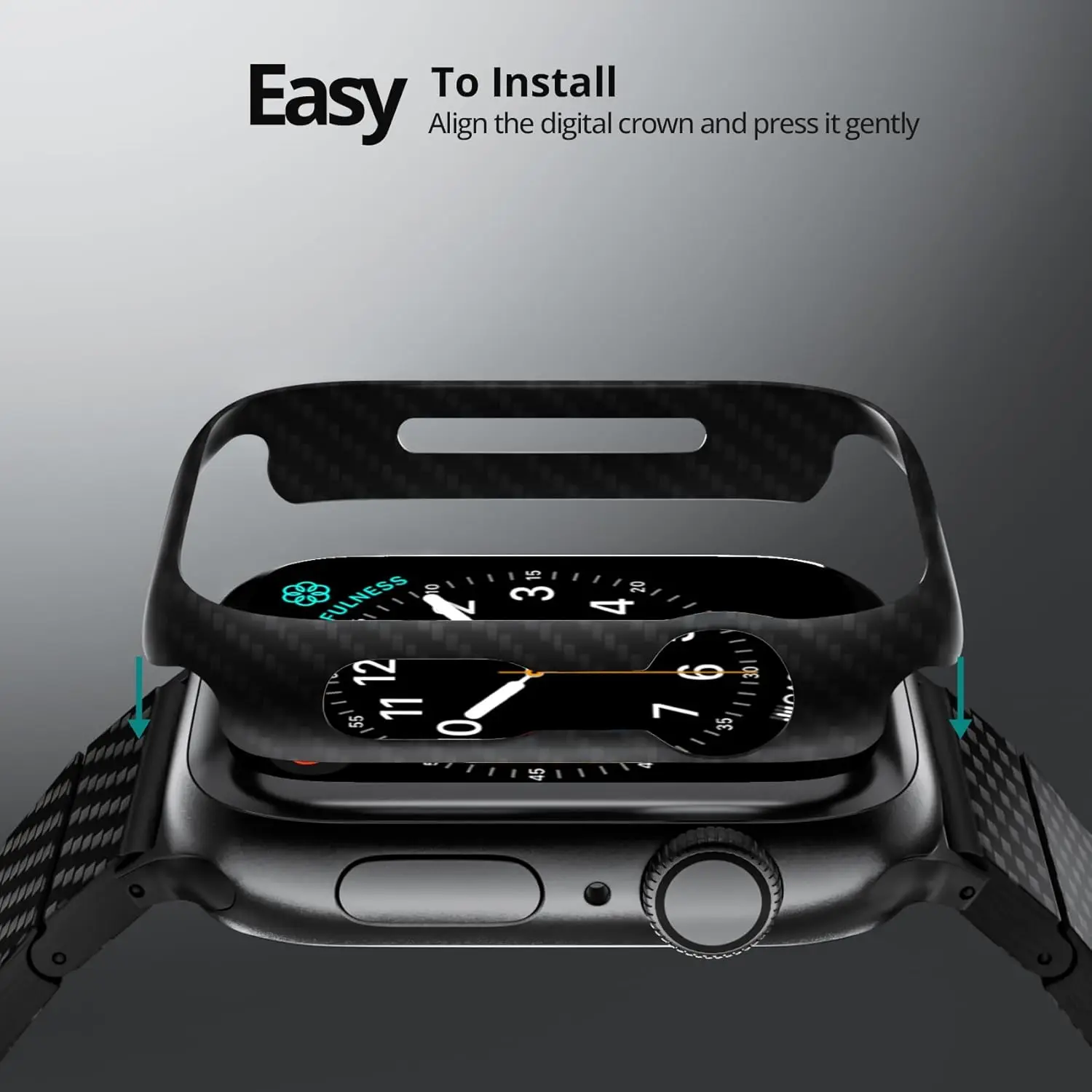 Cubierta dura protectora de fibra de carbono para Apple Watch, accesorios de 44mm, 45mm, 41mm, 40mm, no de vidrio para iwatch Series 9, 8, 7, 6, 5, 4, 3, SE - imagen 2