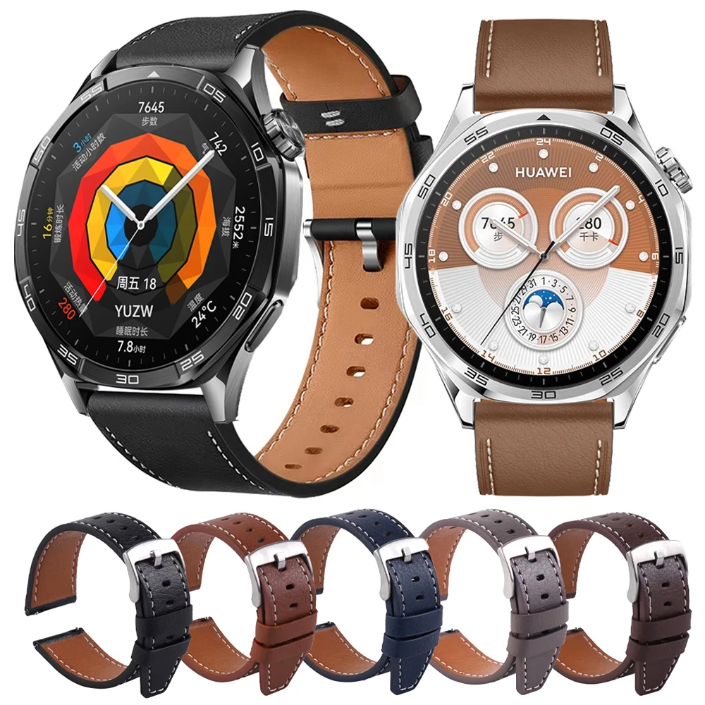 Correa de reloj de cuero de 22mm y 20mm para huawei watch GT 5 Pro 46mm GT 4 GT2 GT3 46 pulsera de 42mm para GT 2 GT3 Pro HONOR