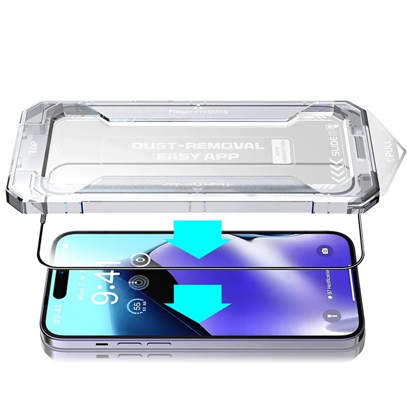 3 uds vidrio templado Premium para iPhone 17 16 Pro Max 16 Plus 17 Air 17 Pro Max un solo clic fácil de instalar Protector de pantalla sin polvo - imagen 2