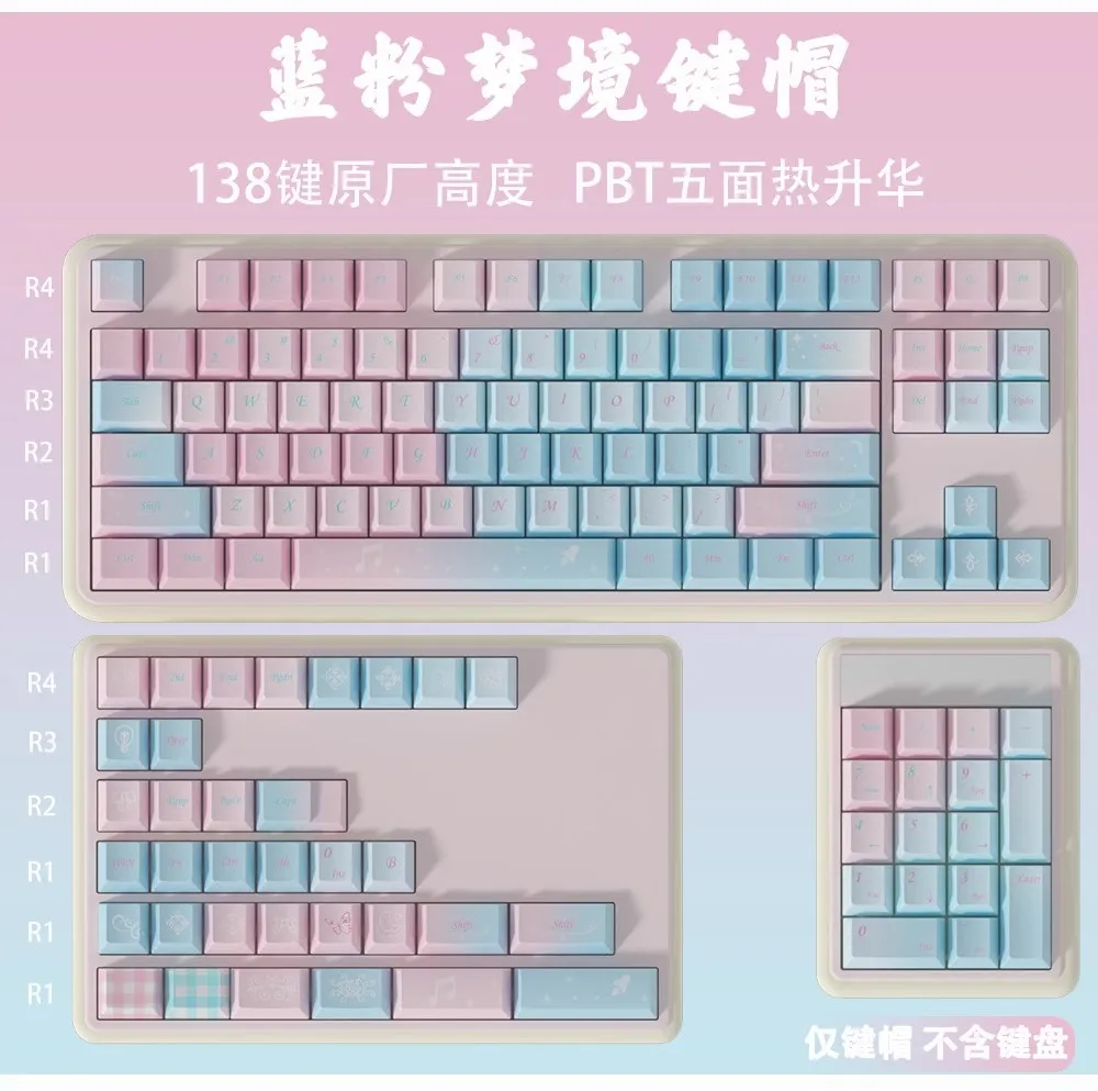 138 blue pink keycap