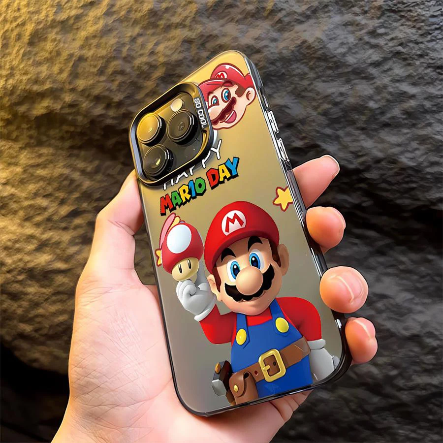 Funda de teléfono de dibujos animados s-super m-marios Bros para iPhone 16 15 14 13 12 11 Pro Max 7 8 Plus XR XS Max cubierta mate de silicona a prueba de golpes - imagen 3