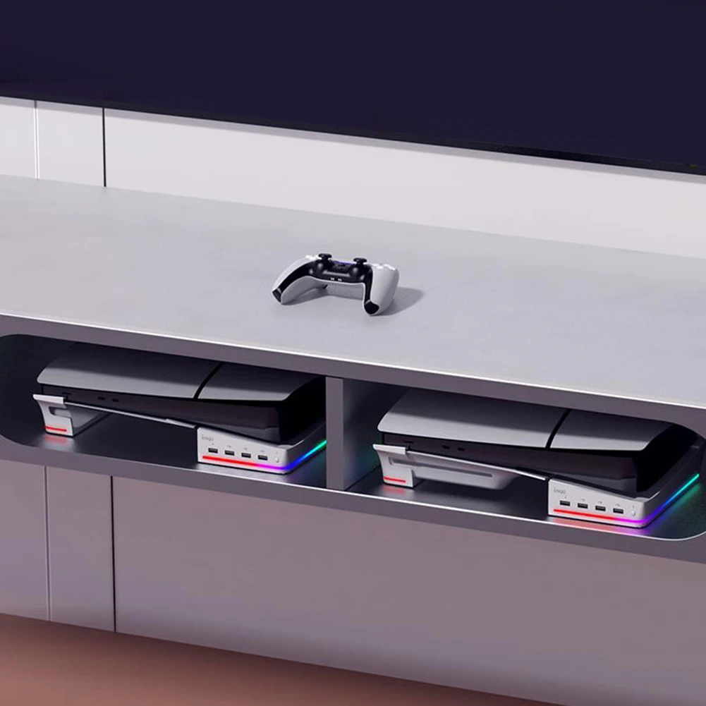 Soporte de refrigeración Horizontal para PS5 Slim, Base con 4 USB Hub, soporte para PS5 Slim, edición Digital y Edición de Disco - imagen 5