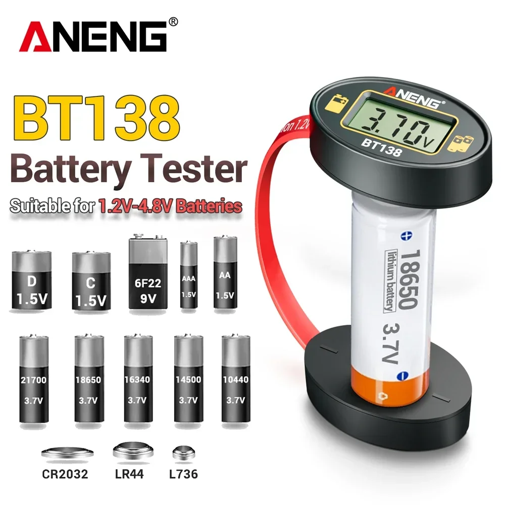 ANENG BT138 probador de batería portátil C D AA AAA pila de botón pantalla de prueba de litio probador de batería herramienta Detector de banco de energía - imagen 2