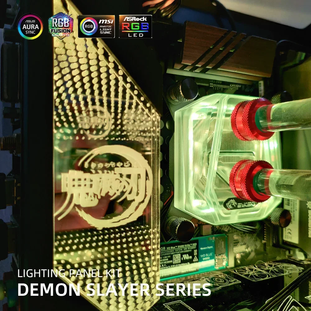 Kit de Panel de luz MOD serie Demon Slayer Kimetsu No Yaiba DIY soporte VGA Panel IO Anime decoración personalizada A-RGB enfriador de agua - imagen 3