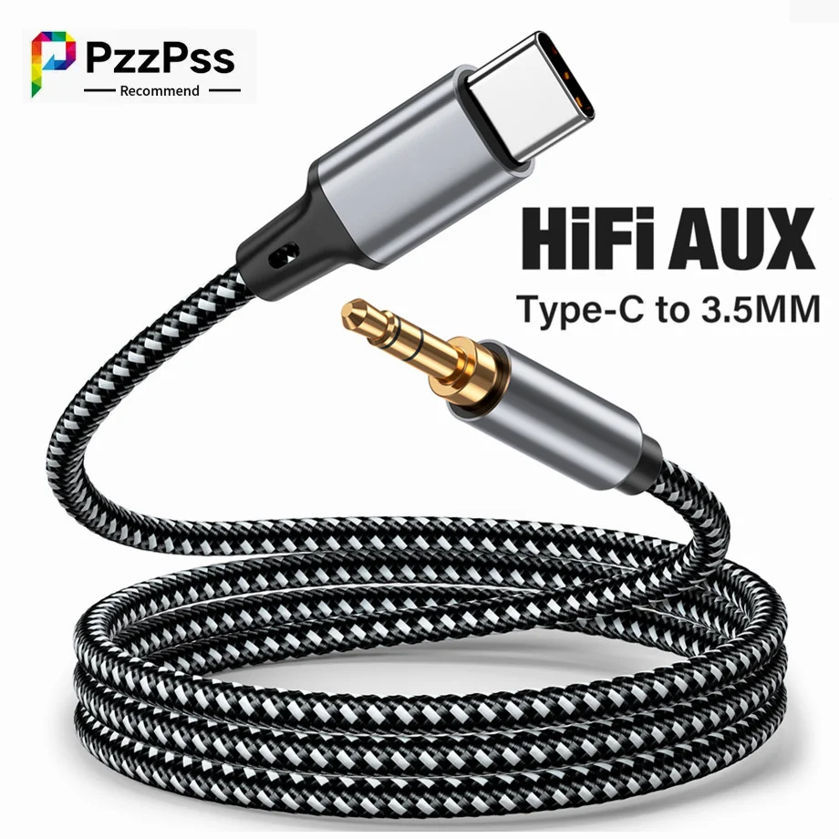 Adaptador de Audio DAC USB-C de 1m, 1,5 m, 2m, USB tipo C a conector auxiliar de 3,5 Mm para auriculares de teléfono, conector de Audio de sonido estéreo HIFI para coche