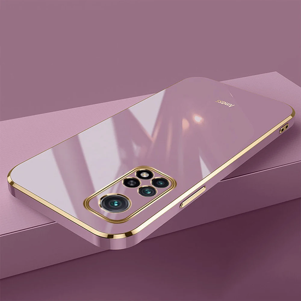 Para Xiaomi Mi 10T 5G funda de lujo chapada cuadrada Xiaomi 10T Pro funda de teléfono M2007J3SY funda trasera de silicona suave a prueba de golpes Fundas