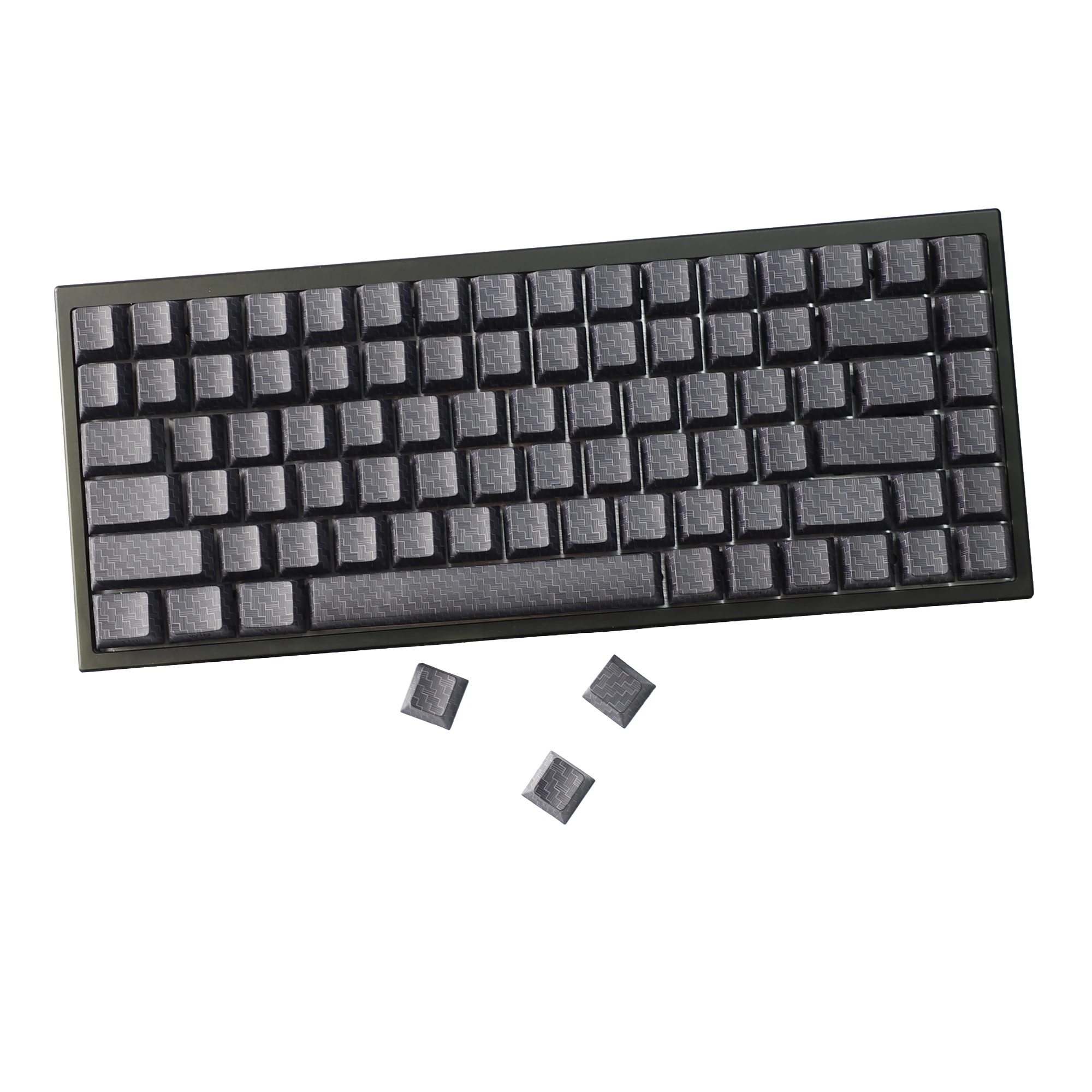 YMDK 100 teclas con textura de fibra de carbono, teclas personalizadas con perfil de cereza PBT lateral negro para teclados mecánicos MX 61/64/68/84/87 - imagen 2
