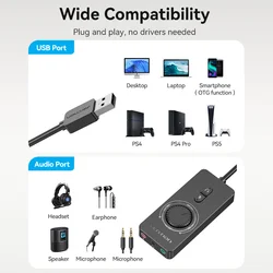 Vention Tarjeta Sonido USB 3,5mm Auriculares Micrófono
