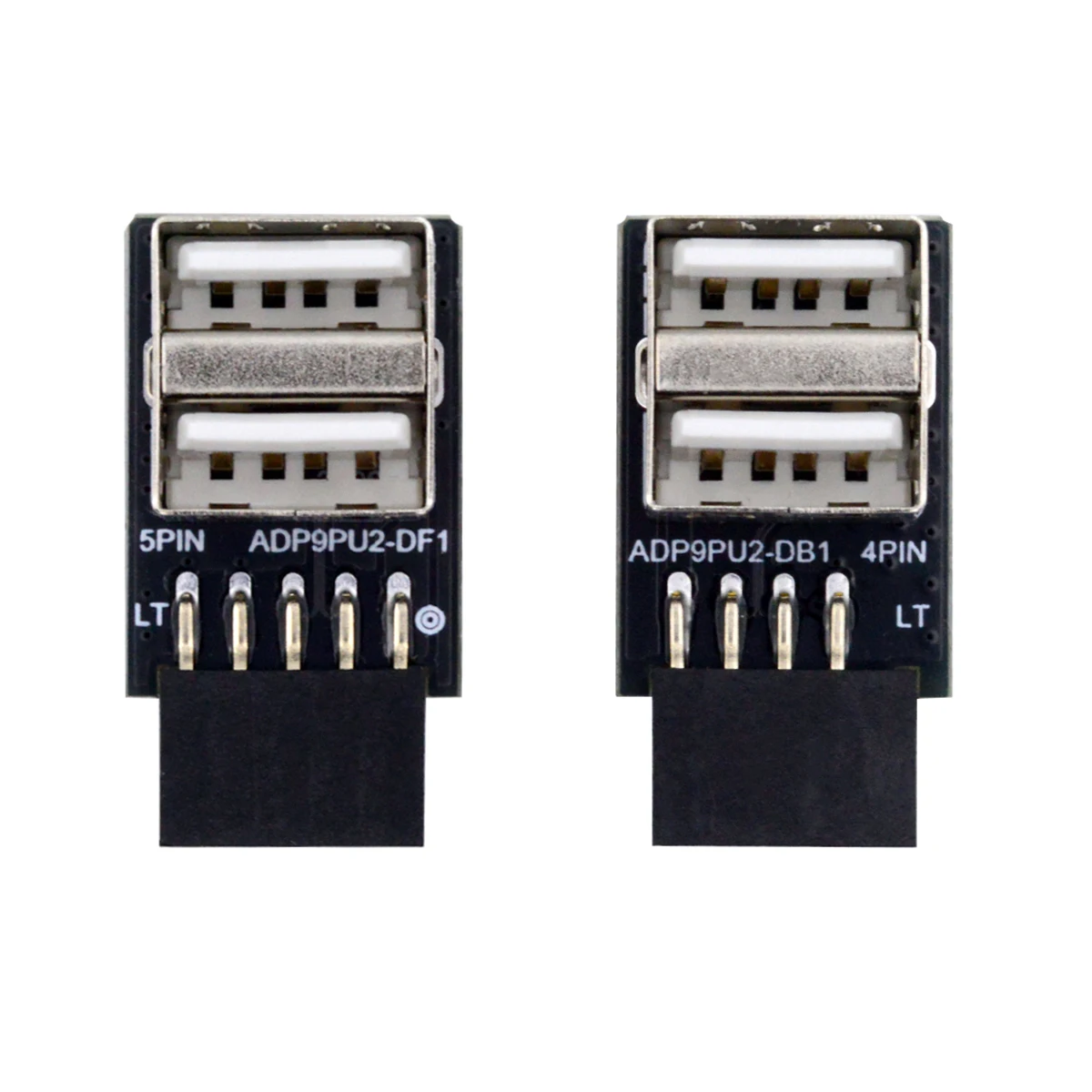 CableCC-Cabezal hembra de 9 pines, 10 pines, doble USB 2,0, tipo A, tipo B, adaptador hembra, tipo Horizontal, 2 uds./lote