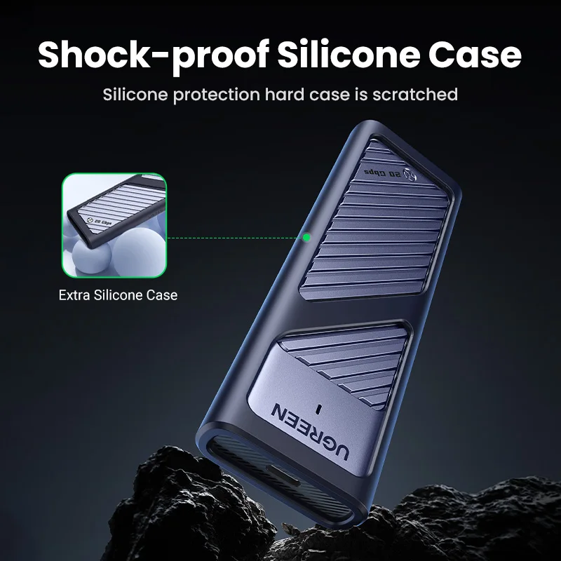 UGREEN 20Gbps M2 SSD carcasa M.2 NVMe SATA SSD adaptador USB 3,2 Gen2 carcasa externa compatible con teclas M y B & M - imagen 5