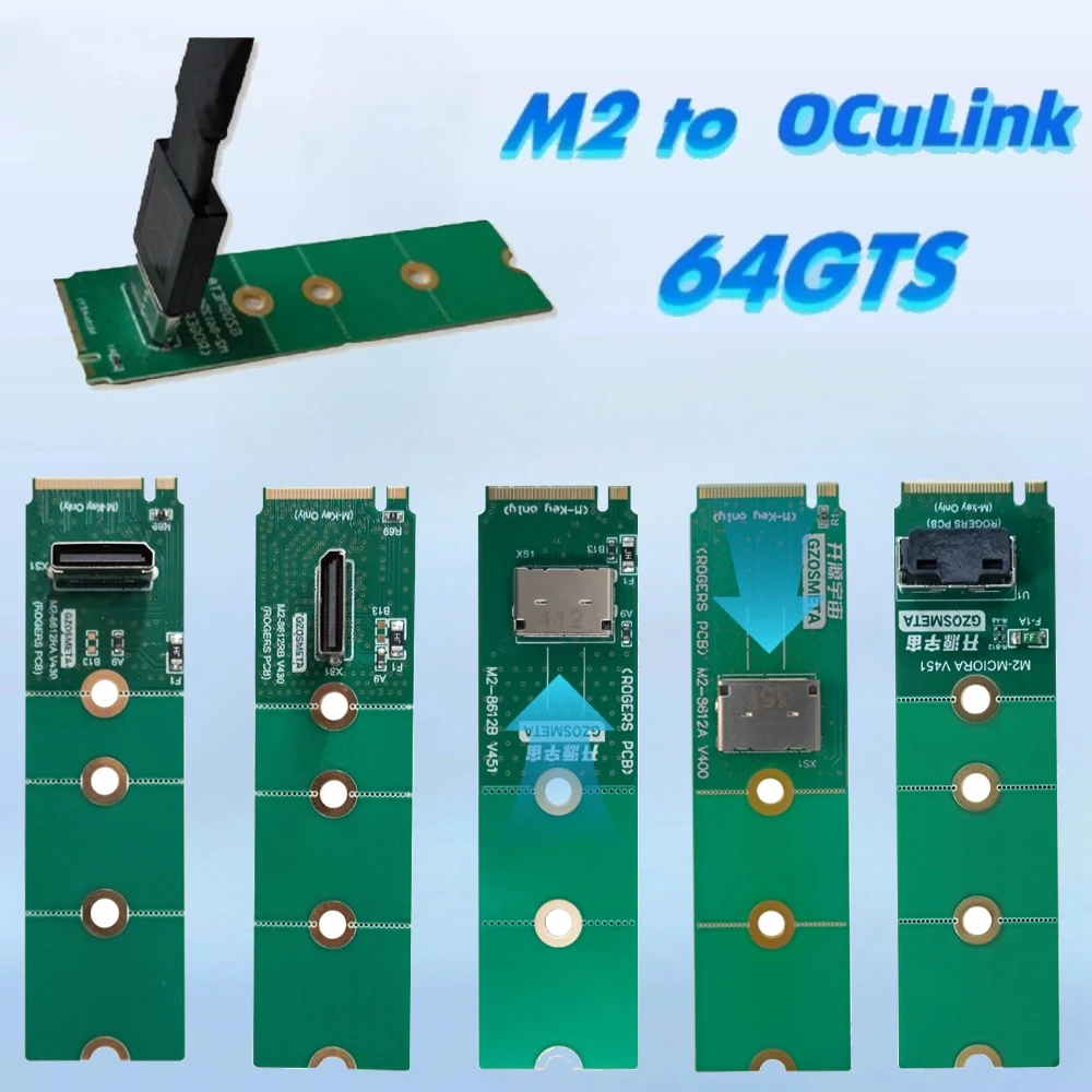 Oculink Laptop EGPU Adapter GPU Dock Notebook External M.2 NVMe To OCuLink Pcie 4.0 X4 Gen4 M2 Mkey 64GTS Vertical Conveter Card - imagen 2