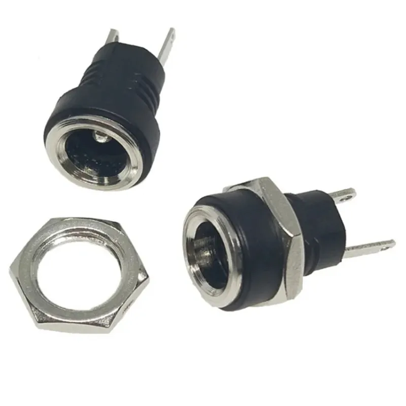 【10PCS】DC-022B 3A 12v para fuente de alimentación CC conector hembra de montaje en Panel 5,5mm x 2,1mm 5,5mm x 2,5mm conector DC022