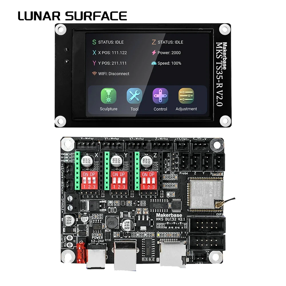 Ls-makerbase-placa base MKS DLC32 V2.1, controlador sin conexión de 32bits, WIFI, pantalla táctil TFT, TS24/TS35-R, para máquina de grabado láser - imagen 4