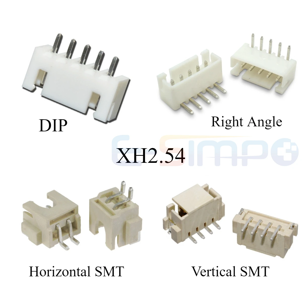 20 piezas XH 2,54mm oblea macho 2/3/4/5/6/7/8/9/10/11/12/14/16 Pin 2,54mm enchufe recto ángulo recto SMT PCB conector de cabecera de Pin