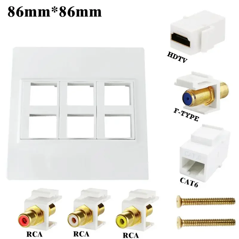 Cable de alta definición tipo 4K de 86mm, toma Compatible con HDMI, Panel VGA, Audio y vídeo, enchufe de pared 3rca, Panel Multimedia - imagen 2