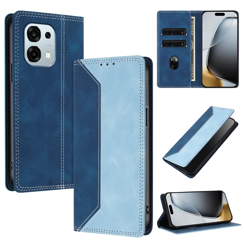 Para OPPO A6 Pro 5G Funda con tapa magnética para Coque Oppo A6 Pro A 6 A6Pro 4G Funda de teléfono Funda de cuero con bloque de Color a la moda - imagen 2