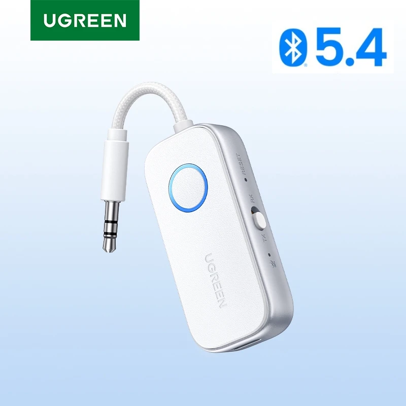 UGREEB Avión Bluetooth 5.4 Adaptador 3,5 mm AUX Jack Receptor transmisor de audio inalámbrico para aviones, aerolíneas, viajes, TV