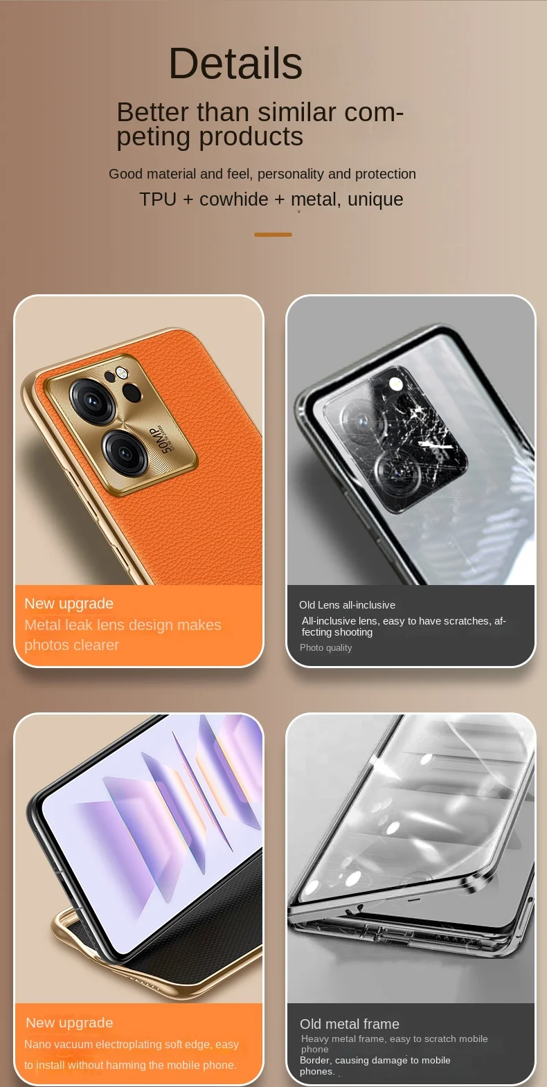 Funda de cuero PU de lujo para Xiaomi Mi 13T Pro, carcasa protectora trasera, lente de Metal, carcasa completa - imagen 3