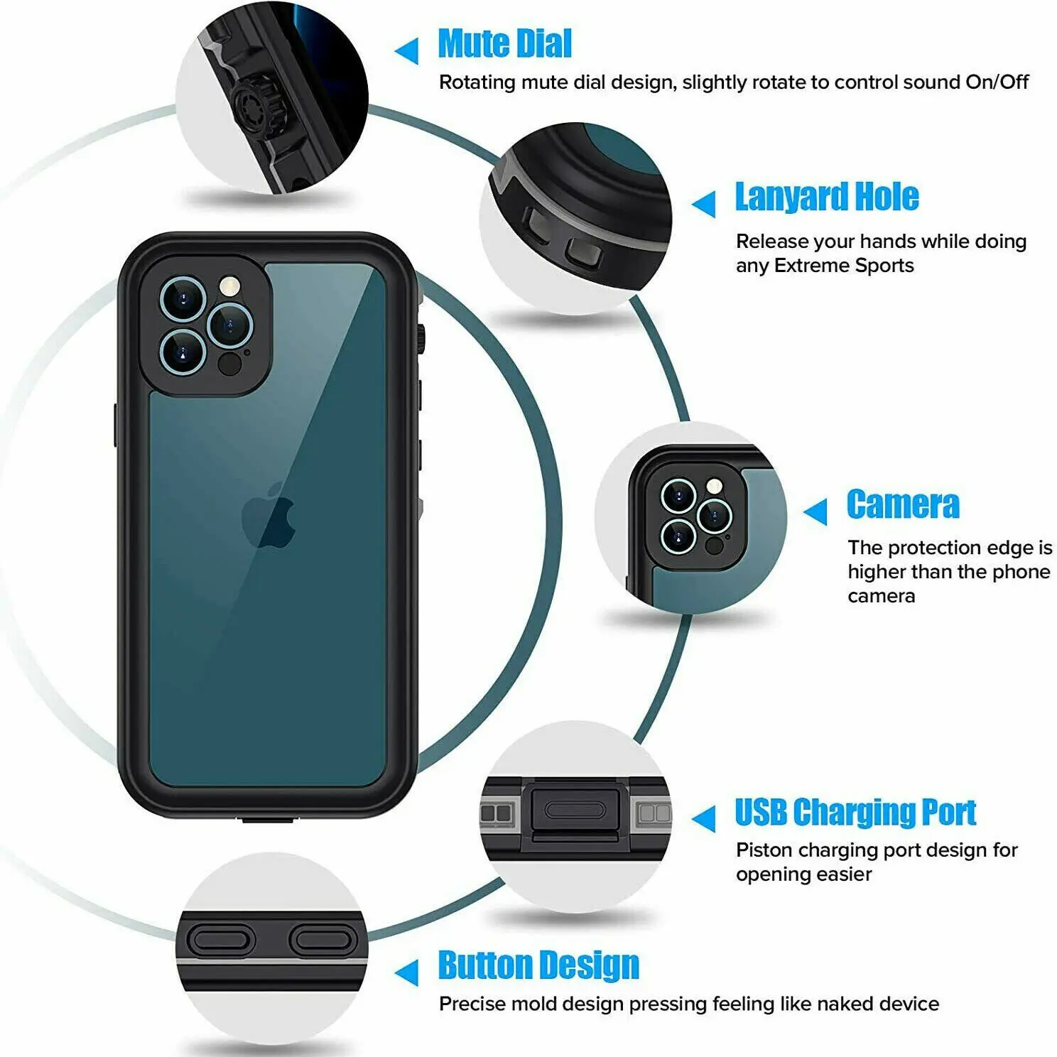 Funda impermeable IP68 para iPhone 16 15 Pro Max 14 Plus 13 12 Mini protección de cuerpo completo cubierta de buceo a prueba de polvo Fundas Coque - imagen 4