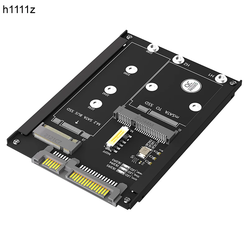 Nuevo con carcasa de Metal NGFF B/B + M Key M.2 SATA SSD M2/mSATA a SATA convertidor mSATA SSD a 7mm 2,5 "SATA3.0 6Gb adaptador tarjeta Riser - imagen 2