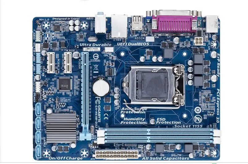 Una placa base de computadora azul y blanca