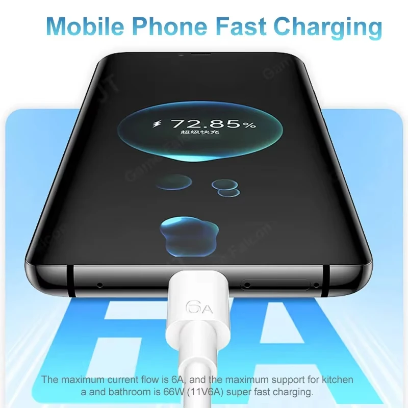 PD 66W 6A USB tipo C a tipo C Cable de carga súper rápido para Huawei Mate 60 50 40 Pro P70 60 50 Pro Honor 20 Cable de carga rápida - imagen 2