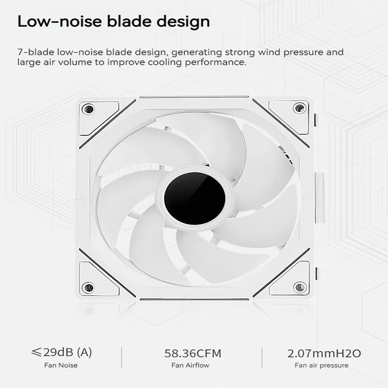 TEUCER JM-1 Ventilador con cubierta para PC, Ventilador de refrigeración con efecto de luz de ciclo de espejo ARGB de 120mm, Ventilador de refrigeración por agua con chasis de bajo ruido PWM de 4 pines - imagen 4