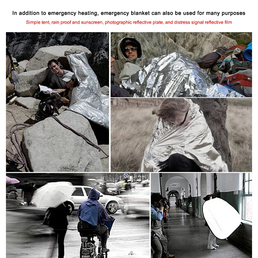 Manta de supervivencia de aluminio, ligera, impermeable, para acampar, mantas cálidas, aislamiento, salvavidas para senderismo al aire libre, viajes, caza - imagen 5