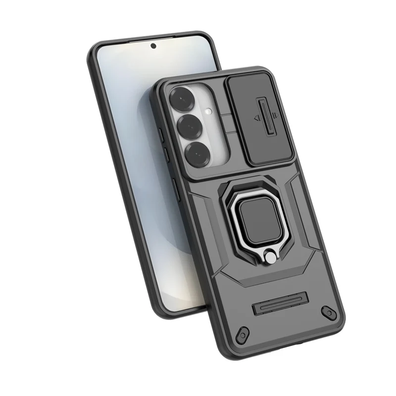 Funda de teléfono con soporte de anillo para Samsung Galaxy S26 Plus 5G, Funda trasera para Samsung Galaxy S26 Edge con ventana corredera чехол