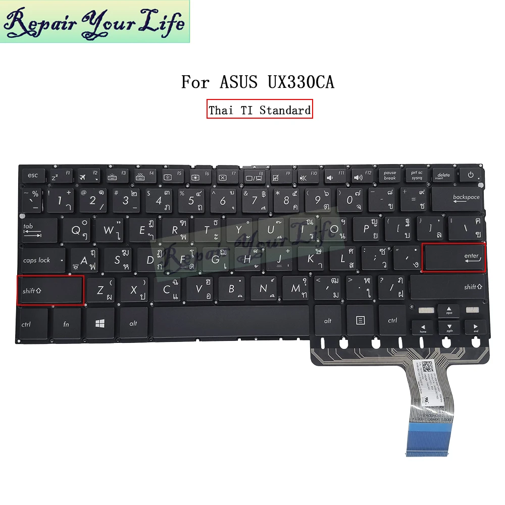 Teclado retroiluminado AR árabe tailandés para Asus ZenBook UX330 UX330C UX330CA UX330CAK teclado tailandés 0KNB0-2601US00 2601TA00 nuevo - imagen 4