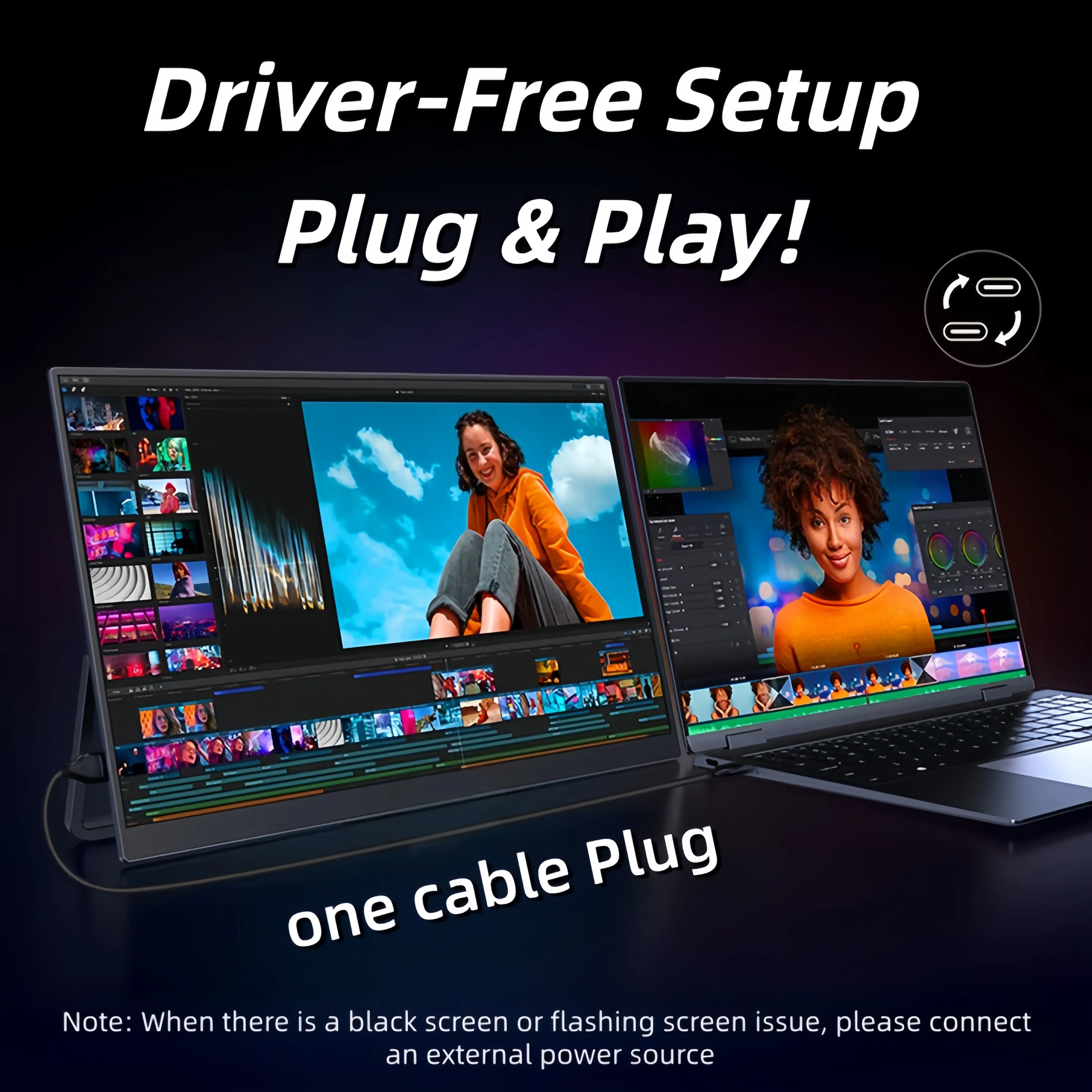 UPERFECT QLED 18.4 Monitores portátiles Pantallas de juegos 4K 60Hz 100%sRGB 180 ° Soporte ajustable USB C HDMI para PS5 / 4 Interruptor PC portátil Mac Xbox Work Home Segunda pantalla de extensión - imagen 5