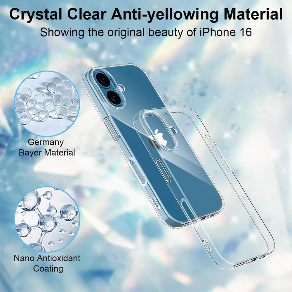 Funda de teléfono de silicona transparente y suave ultrafina para iPhone 16 17 15 14 13 12 11 Pro Max Plus Mini carcasa trasera transparente - imagen 2