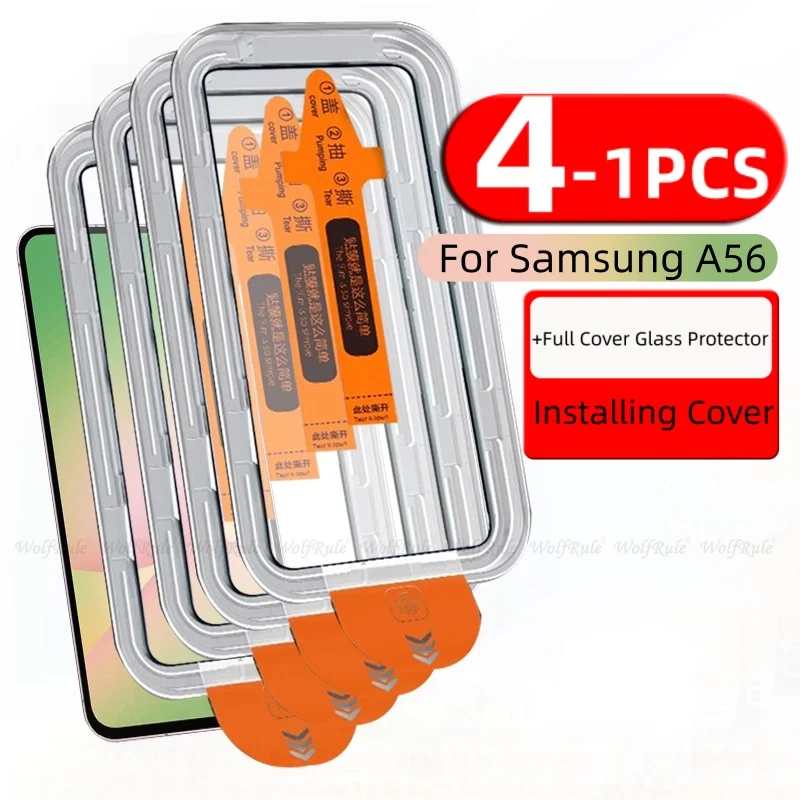 4/3/2/1 Uds para Samsung A56 vidrio Samsung Galaxy A56 vidrio templado 9H HD cubierta completa pegamento sin polvo Protector de pantalla Samsung A56