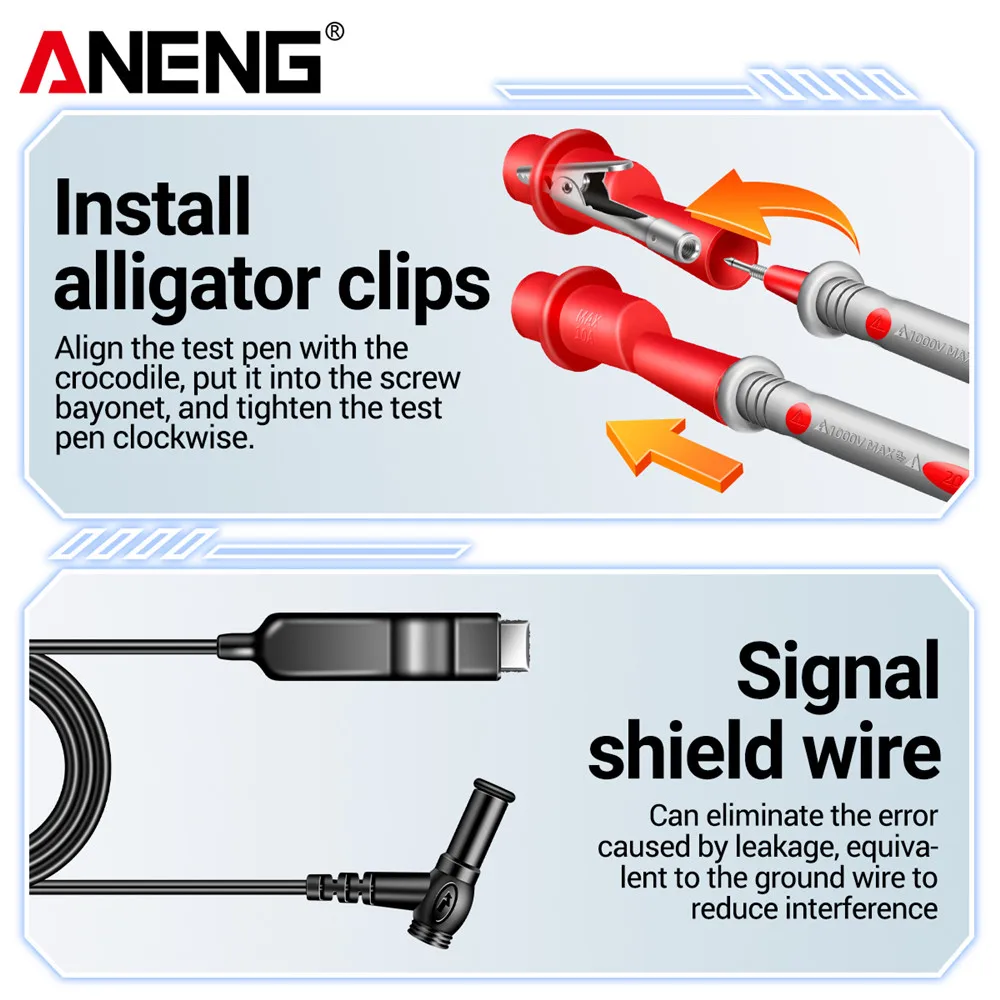 ANENG MH13 Megóhmetro de aislamiento 2000 recuentos Ohm probador de voltaje multímetro Digital medidor de resistencia de aislamiento herramienta megóhmetro - imagen 5