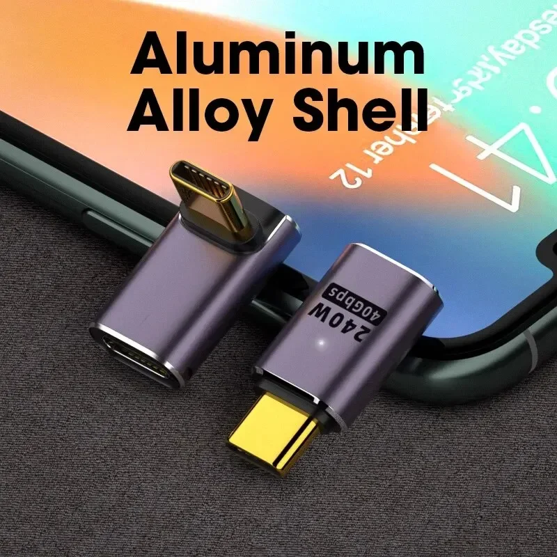 Conector de cargador USB 4,0 PD 240W 8K 60Hz para Macbook 40Gbps adaptador USB C OTG de alta velocidad en forma de U ángulo recto macho a hembra - imagen 4