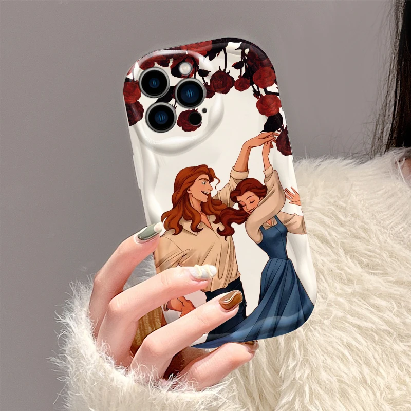 Disney-funda de teléfono con diseño de La Bella y La Bestia para Apple, carcasa trasera de aceite para iPhone 15, 14, 13, 12, 11, XS, XR, X Pro Max Plus - imagen 4