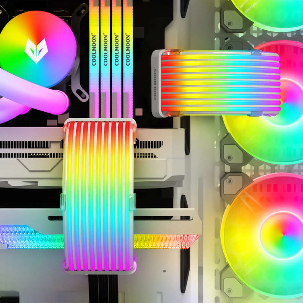 COOLMOON fuente de alimentación línea decorativa 8 pines/24 pines ARGB LED barra de luz Flexible 5V sincronización multifuncional DIY para unidad de fuente de alimentación - imagen 3
