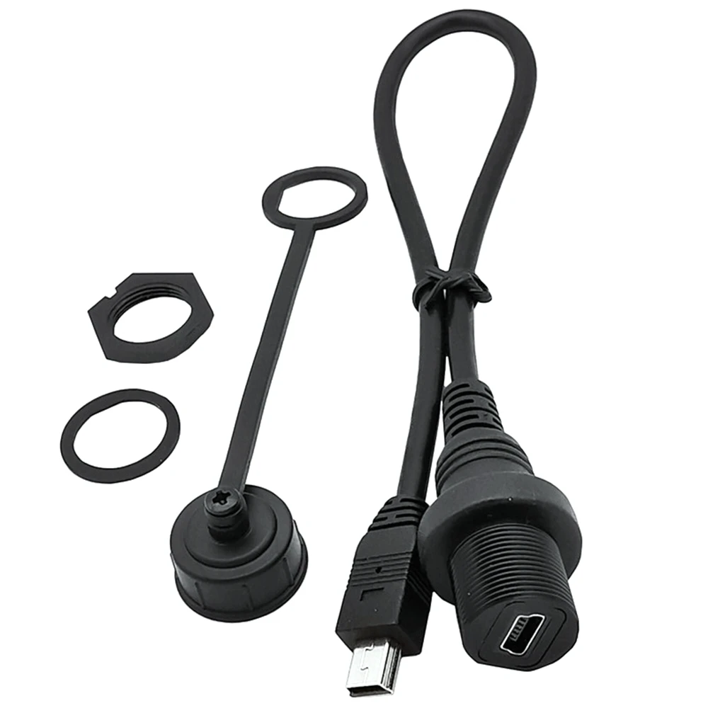Mini Cable impermeable USB 2,0 IP67, Mini USB 5 pines IP 67 macho a hembra montaje en Panel cable de extensión de conector a prueba de agua 30cm - imagen 5